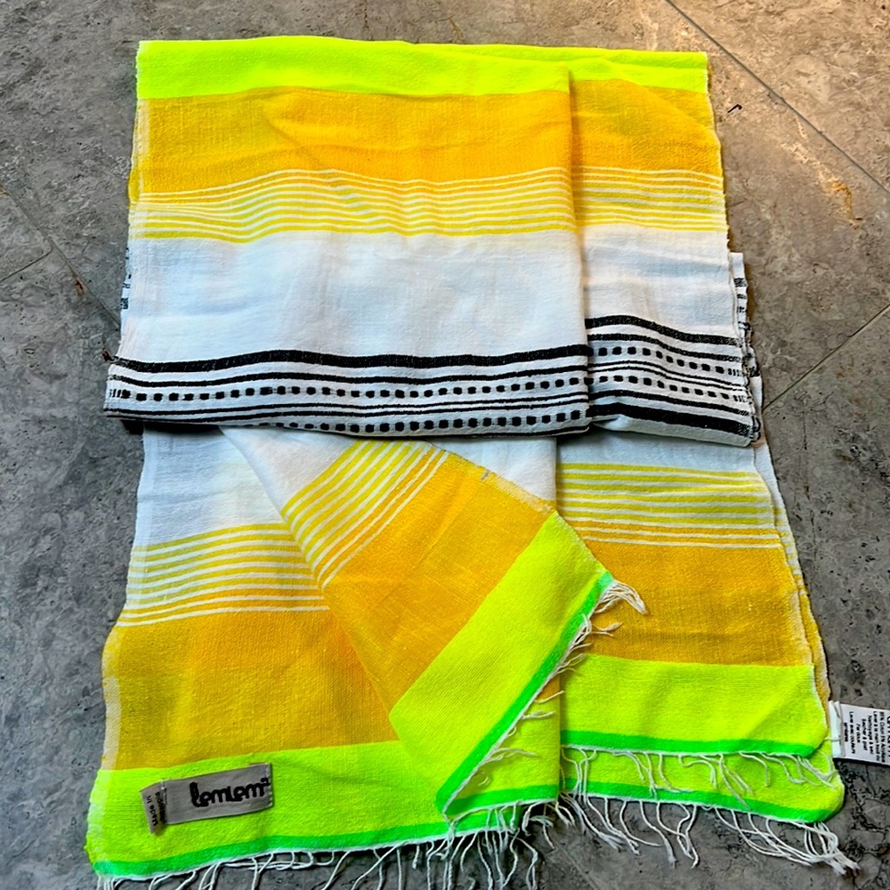 LemLem Sarong in white, black, tangerine.